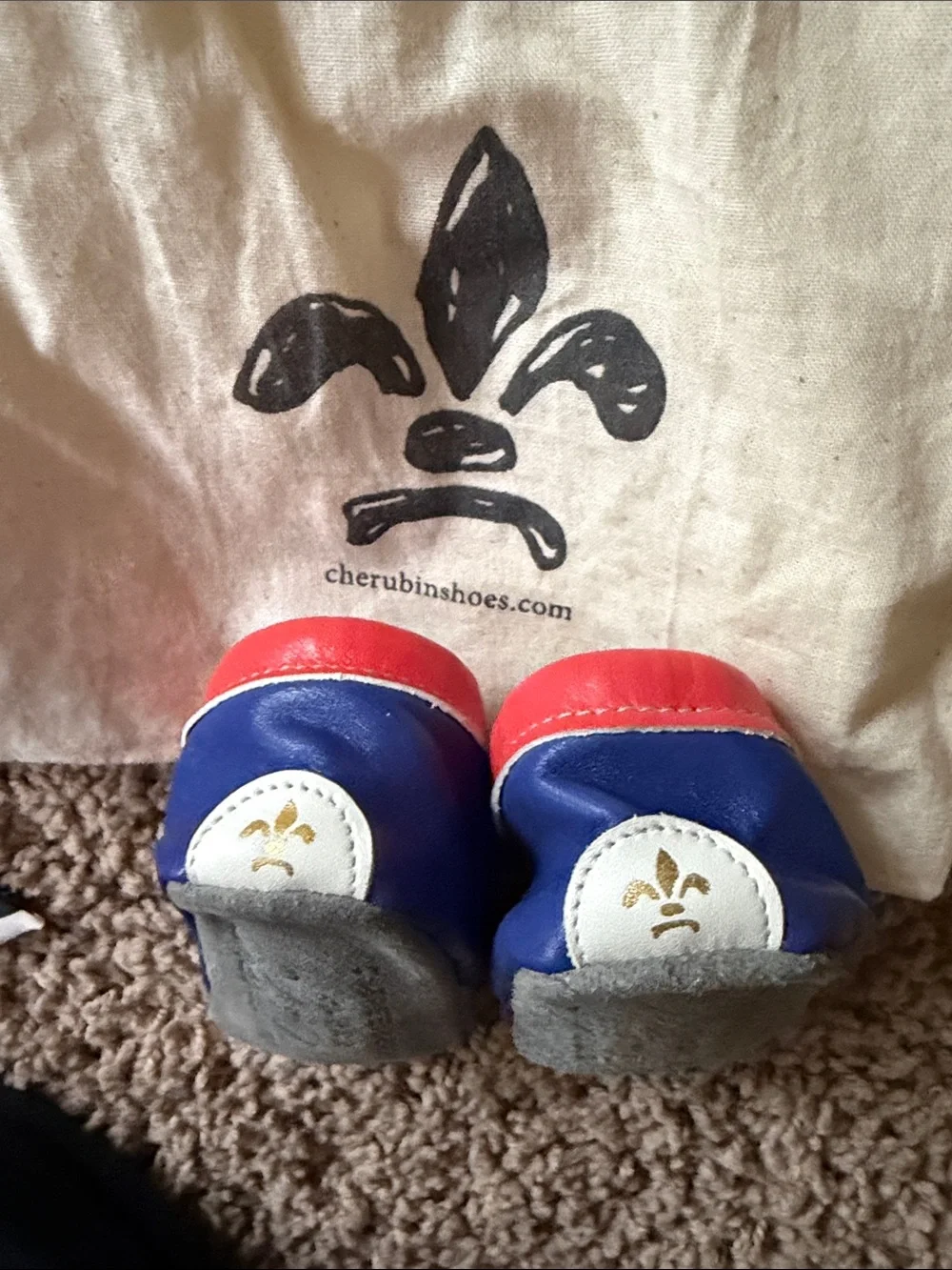 Cherubins Blue 'I Love You' Soft Leather Baby Slip-Ons